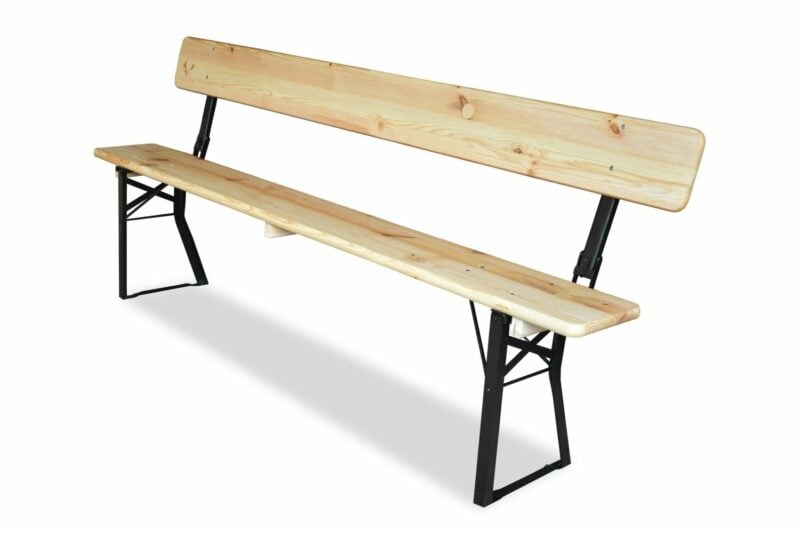 Bierbank met rugleuning | 180 cm | Zwart onderstel