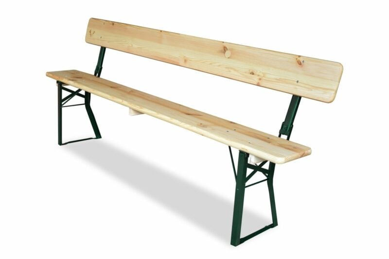 Bierbank met rugleuning | 180 cm | Groen onderstel