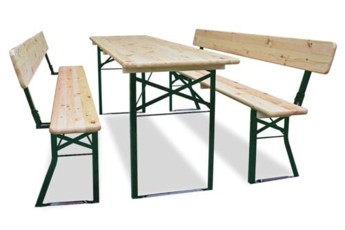 Biertafel en banken - met rugleuning | 180 x 80 | Premium
