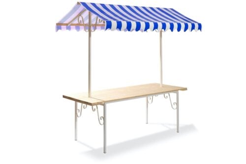 Marktkraam France | 2 meter | Wit gepoedercoat – Met kartelrand
