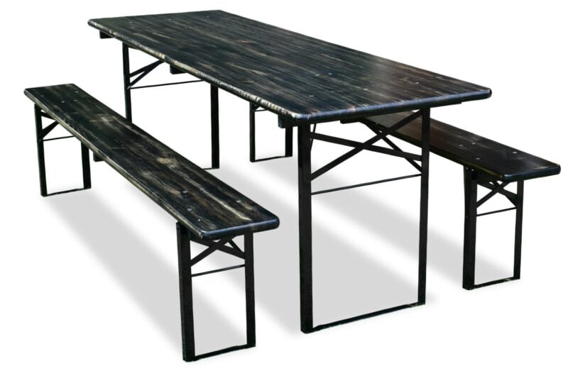 Biertafel en banken 220 x 70 Premium | Black wash