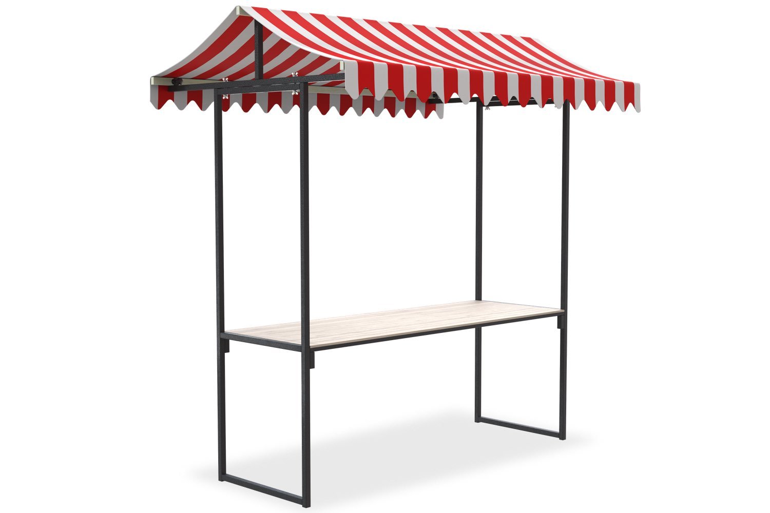 Marktkraam Professional | 2 meter | Zwart frame - Met kartelrand