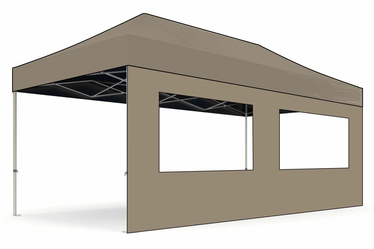 Zijwand 6m raam – Easy up Professional | PVC gecoat polyester - 3x6